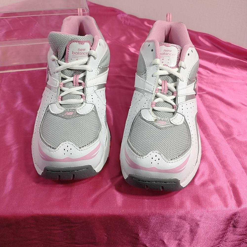 New Balance 515 Youth Girls SZ 6.5 White Pink Gray Athletic Shoes New .